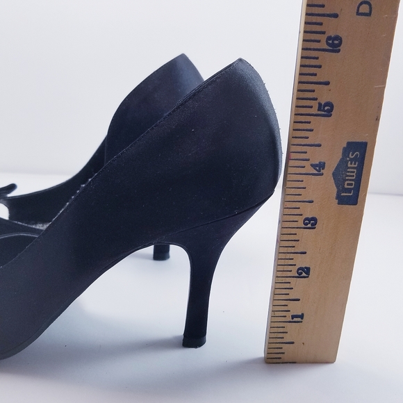 Rampage D'Orsay Peep Toe Black Satin Pumps Heels - Picture 3 of 4